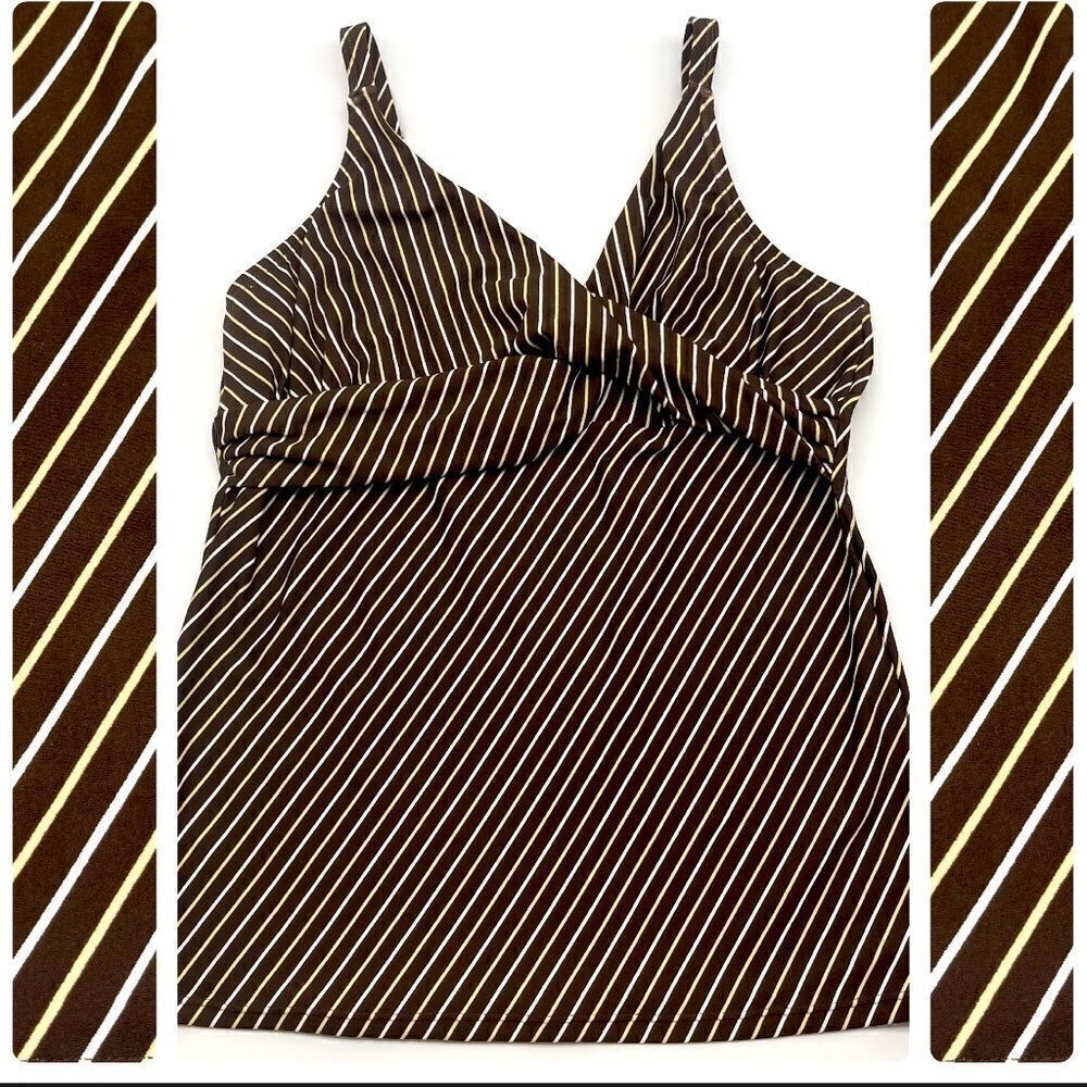Modbe Swim Retro Twisted Tankini Top Sz L